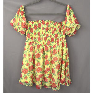 Betsey Johnson Dress Size XL Arianna Off Shoulder Babydoll Mini Coquette Floral